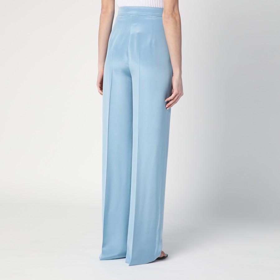 パンツ Max Mara Pianoforte Wide-Leg Sky Blue Trousers In Silk Max Mara Pianoforte Wide-leg sky blue trousers in silk