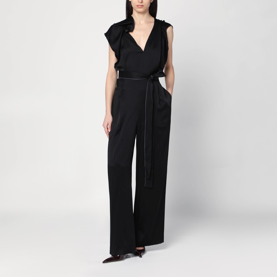 ワンピースその他 Victoria Beckham Black jumpsuit with viscose blend belt Victoria Beckham Black jumpsuit with viscose blend belt