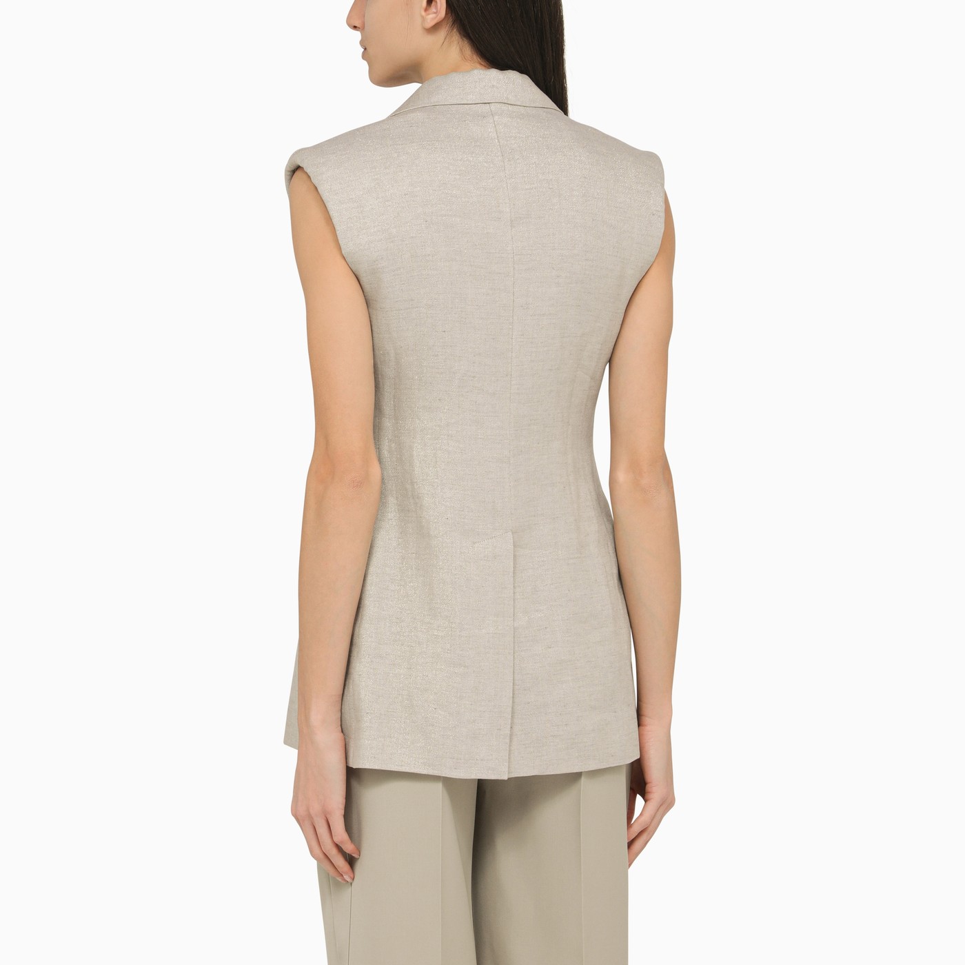 Brunello Cucinelli Light grey linen waistcoat TheDoubleF