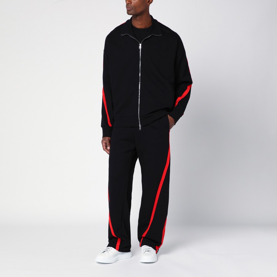 【関税&送料込】Alexander Mcqueen Black Red Cotton Zip Sweat Alexander McQueen Black/red cotton zip sweatshirt | TheDoubleF