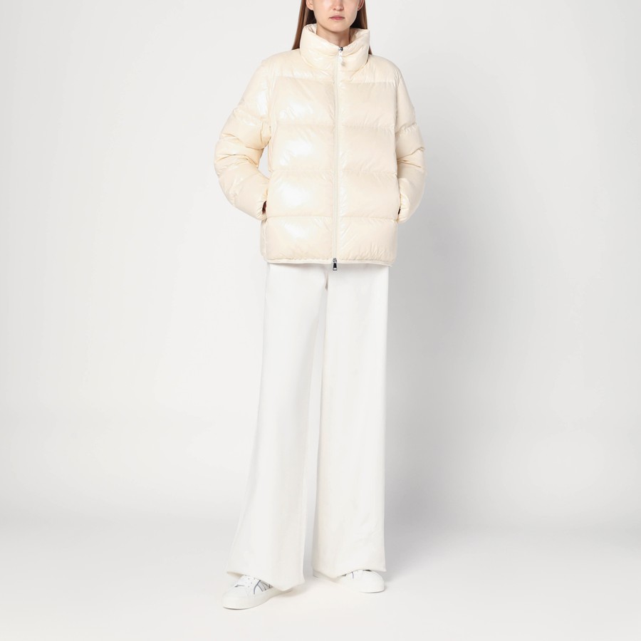 ジャケット Moncler White Abbadia puffer jacket in lacquered nylon Moncler White Abbadia puffer jacket in lacquered nylon