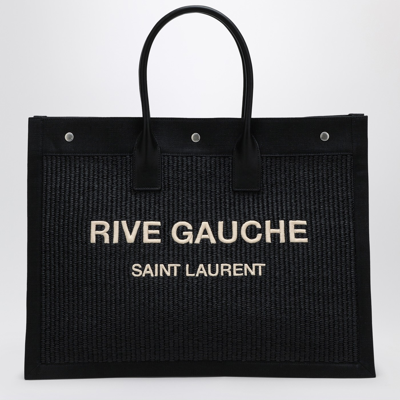 Saint Laurent Rive Gauche black canvas tote bag TheDoubleF