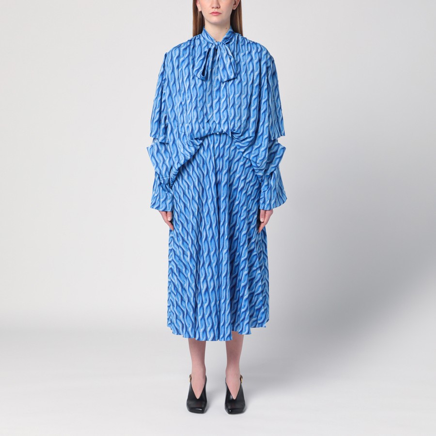 ワンピース Balenciaga Midi Dress With Bow And Blue Print Balenciaga Midi dress with bow and blue print | TheDoubleF