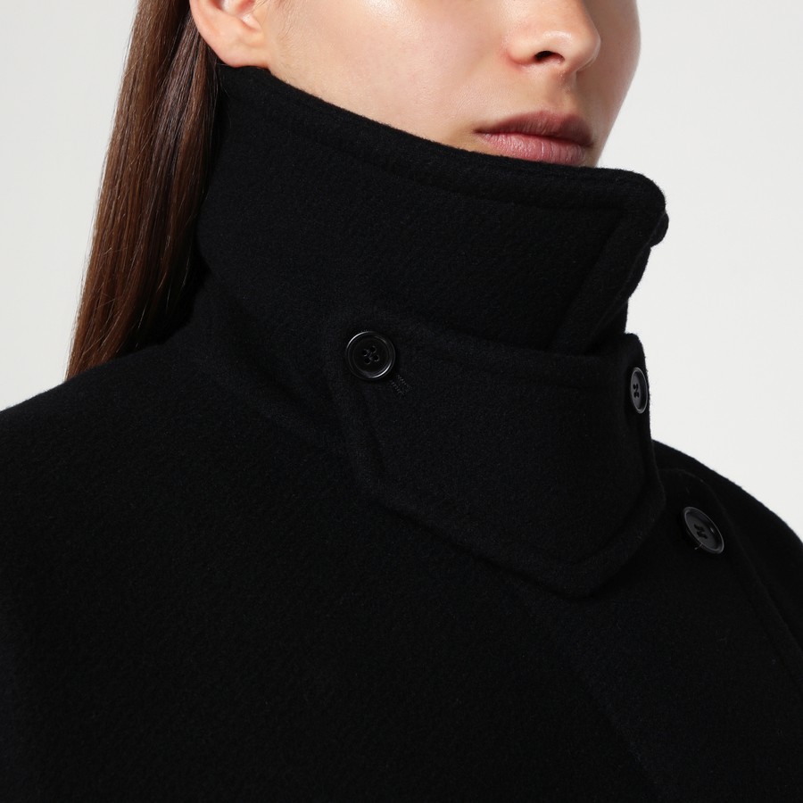 Chloé Double-breasted black coat in wool blend | TheDoubleF