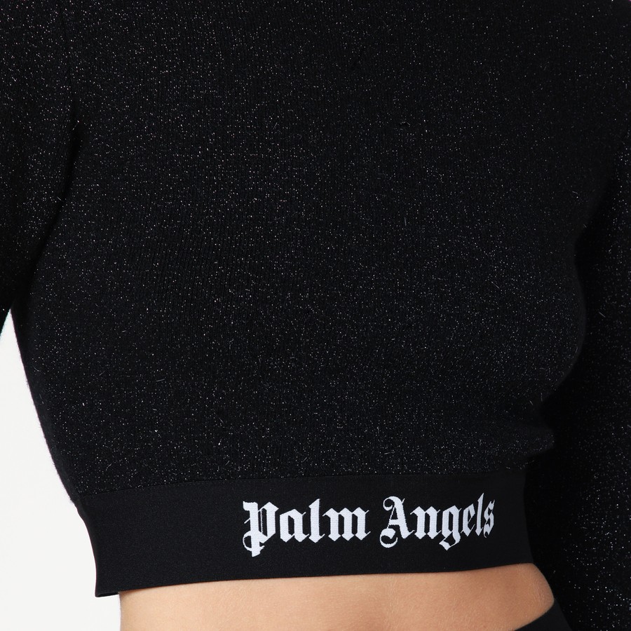 【関税&送料込】Palm Angels Black Lurex Viscose Blend Trouse Palm Angels Black lurex viscose blend jumper | TheDoubleF