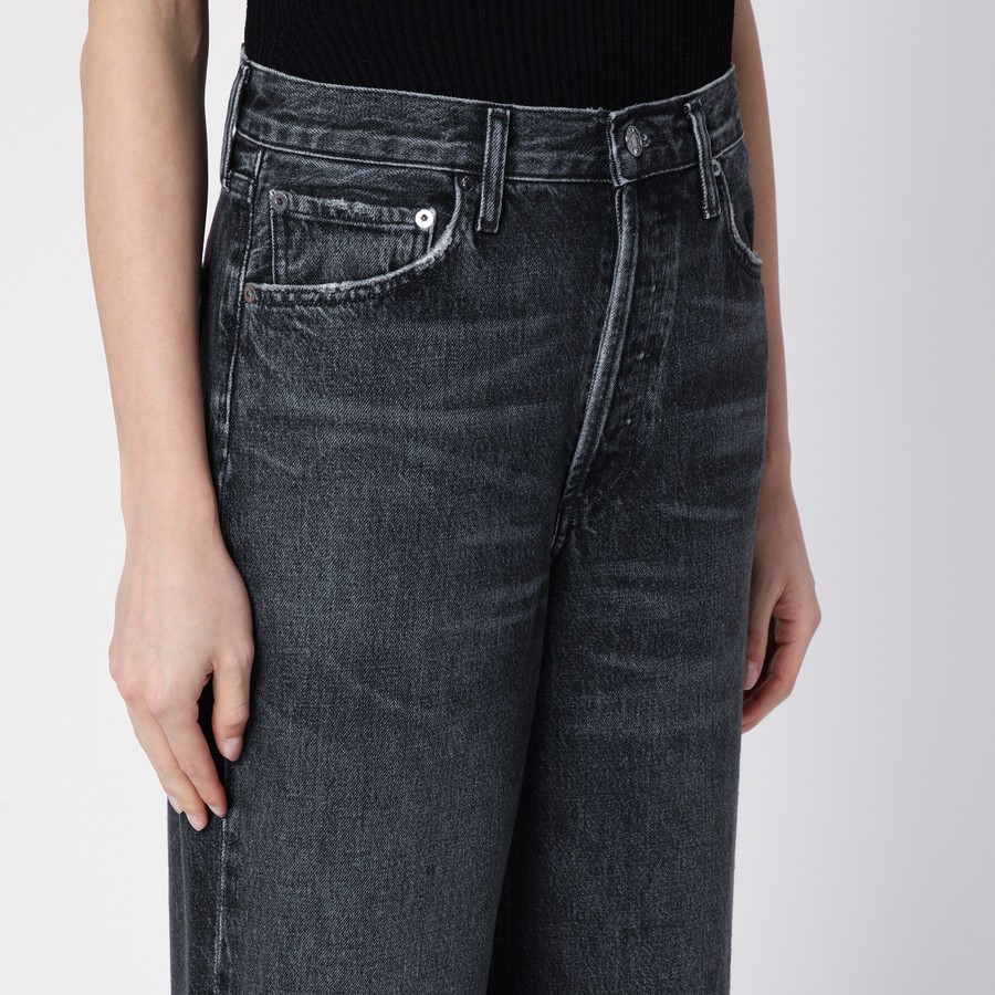 AGOLDE Dame dark grey wide ribbed denim jeans | TheDoubleF