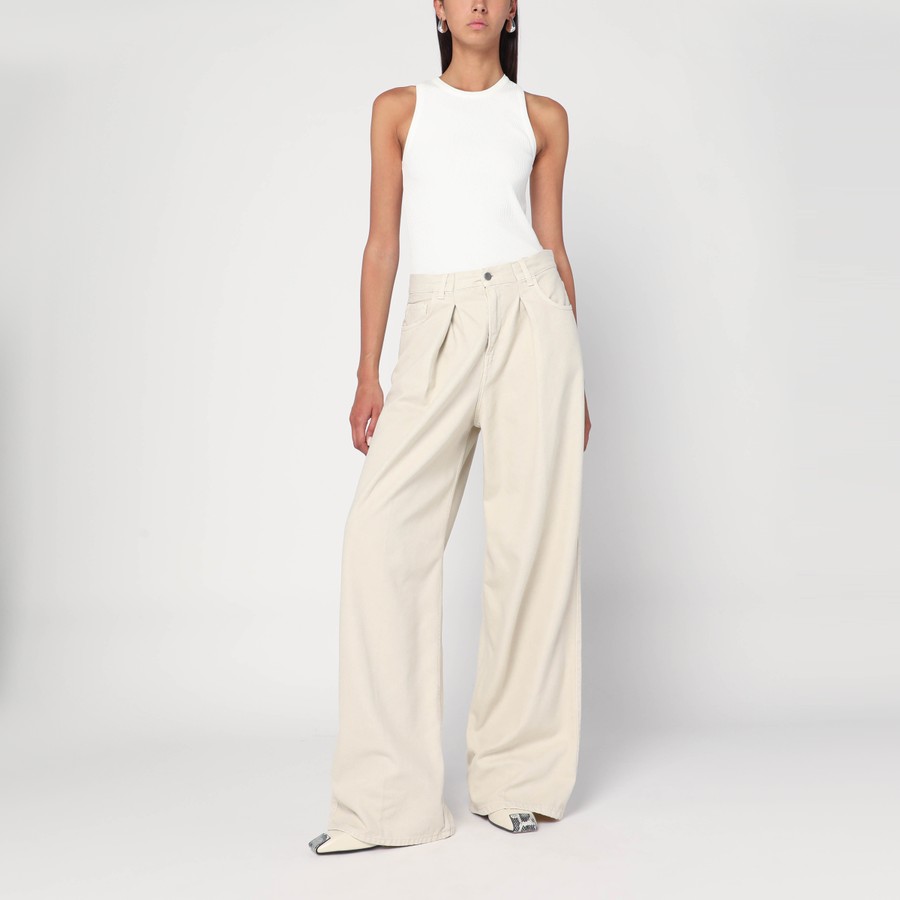 HAIKURE Wide ecru corduroy trousers | TheDoubleF