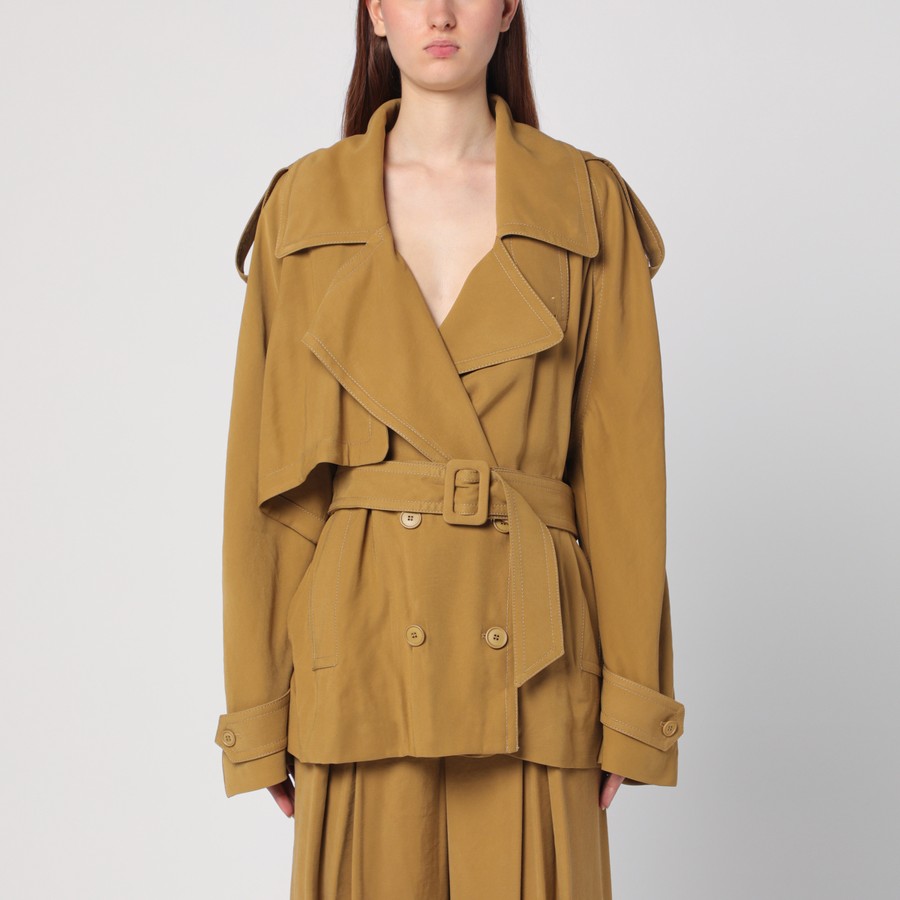 ジャケット THE ANDAMANE Double-breasted overcoat in ochre yellow THE ANDAMANE Double-breasted overcoat in ochre yellow