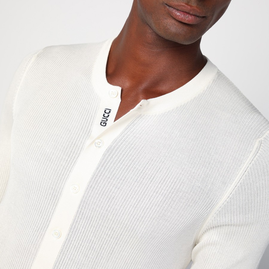 GUCCI White silk jersey with web ribbon | TheDoubleF