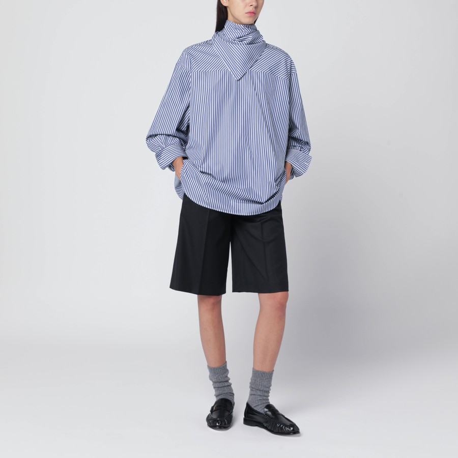 Ami Paris Blue striped poplin shirt with scarf | TheDoubleF