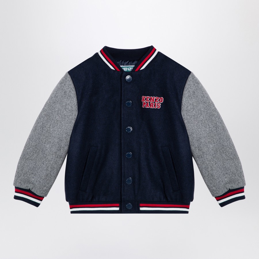 【関税&送料込】Kenzo Navy Blue Grey Wool Blend Bomber Jacke KENZO Navy blue/grey wool blend bomber jacket | TheDoubleF