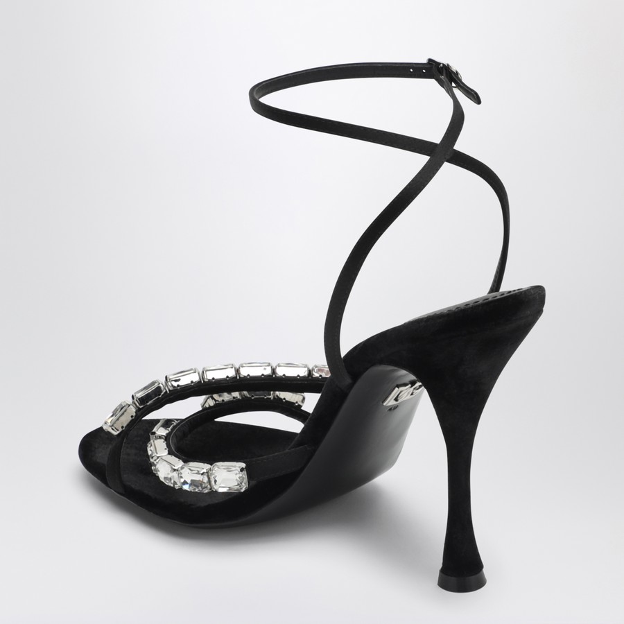 サンダル・ミュール DOLCE  GABBANA Women Sandals CR1821A6I68 8S488 BLACK Dolce&Gabbana Black satin sandal with stones | TheDoubleF