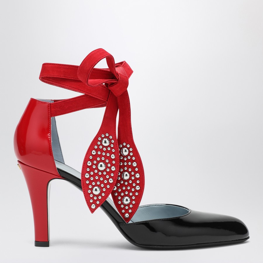 パンプス VALENTINO GARAVANI BLACK AND RED FOLIEFOLIAGE DECOLLETE Valentino Garavani Black And Red Foliefoliage Décolleté