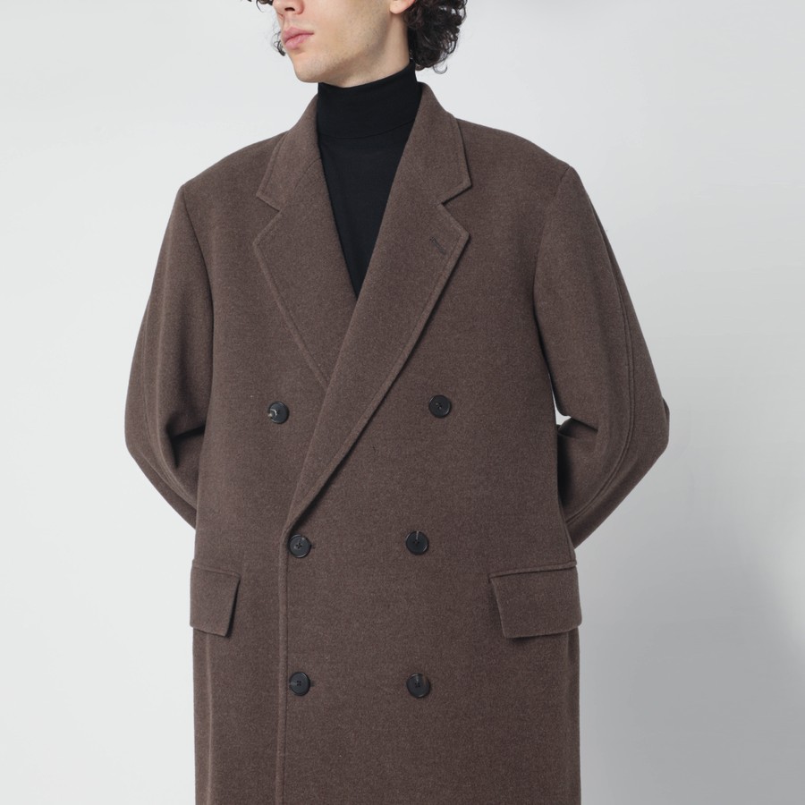 Auralee Brown double-breasted wool coat | TheDoubleF
