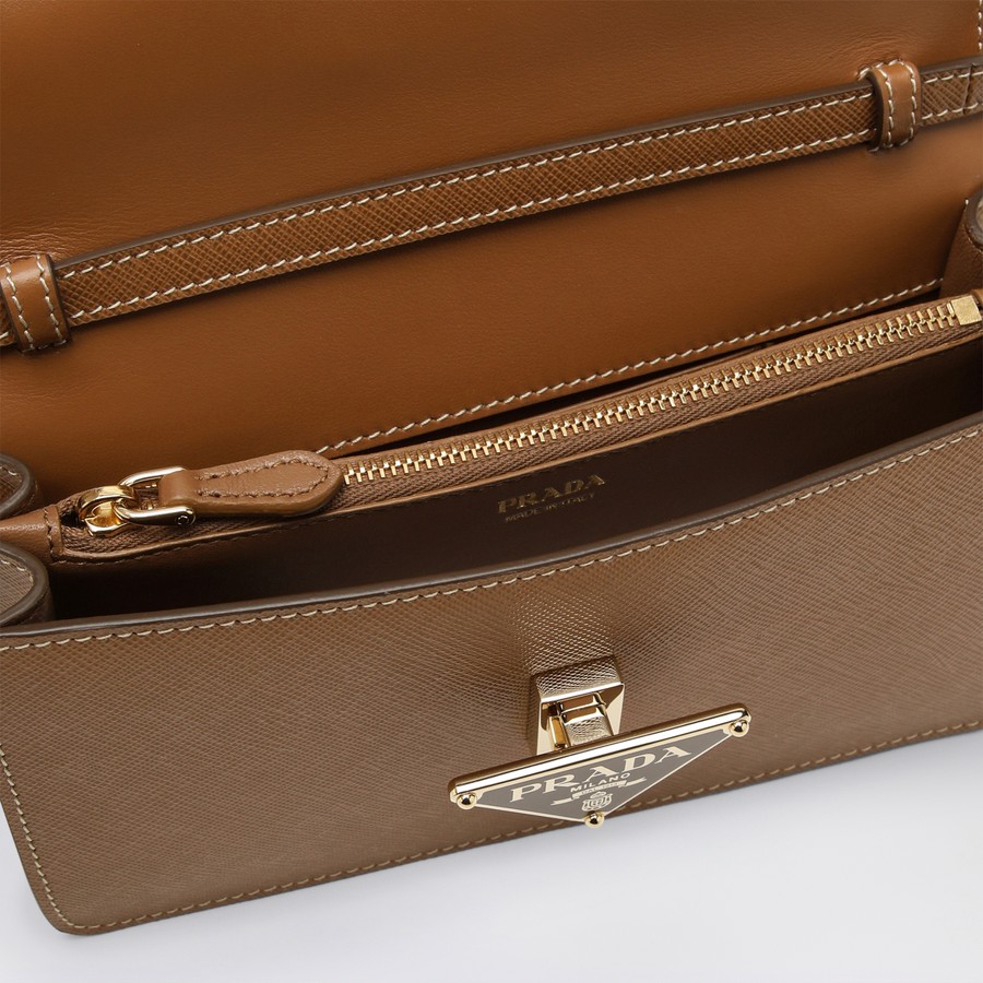 ショルダーバッグ・ポシェット PRADA MINI CARAMEL-COLOURED BAG IN SAFFIANO Prada Mini caramel-coloured bag in Saffiano | TheDoubleF