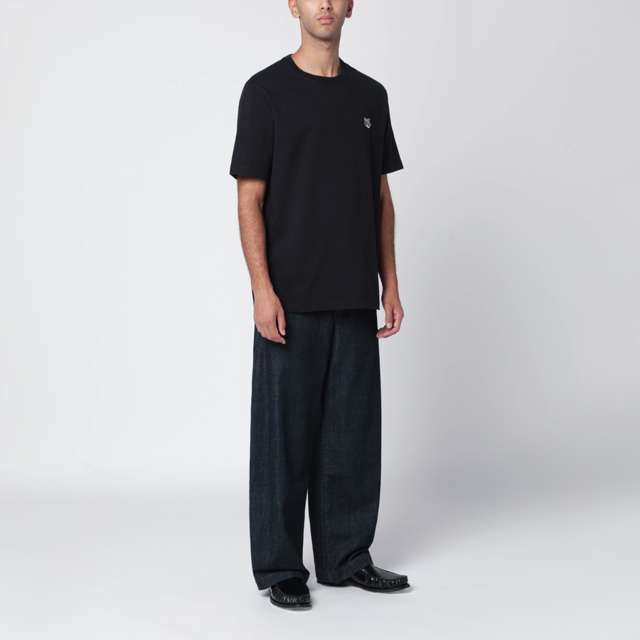 Maison Kitsuné Black comfort T-shirt with logo patch | TheDoubleF