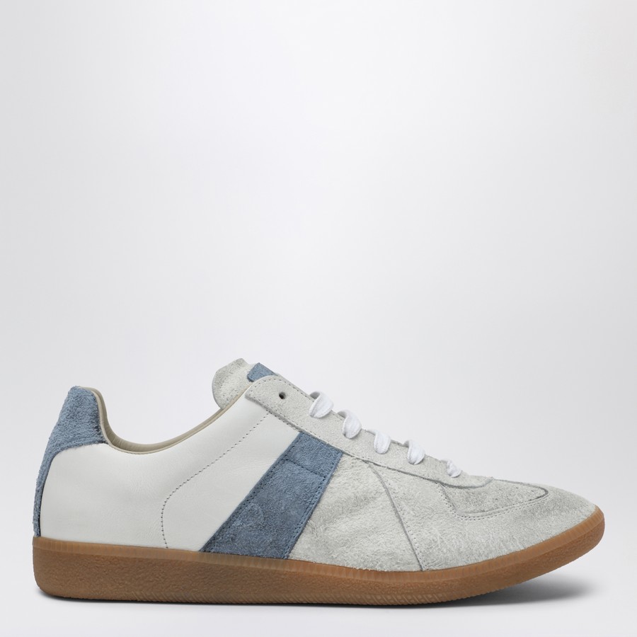 【関税&送料込】Maison Margiela Light Blue Leather And Fabri Maison Margiela White and light blue Replica sneakers