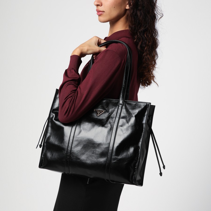 Prada Large black leather shopping bag | TheDoubleF