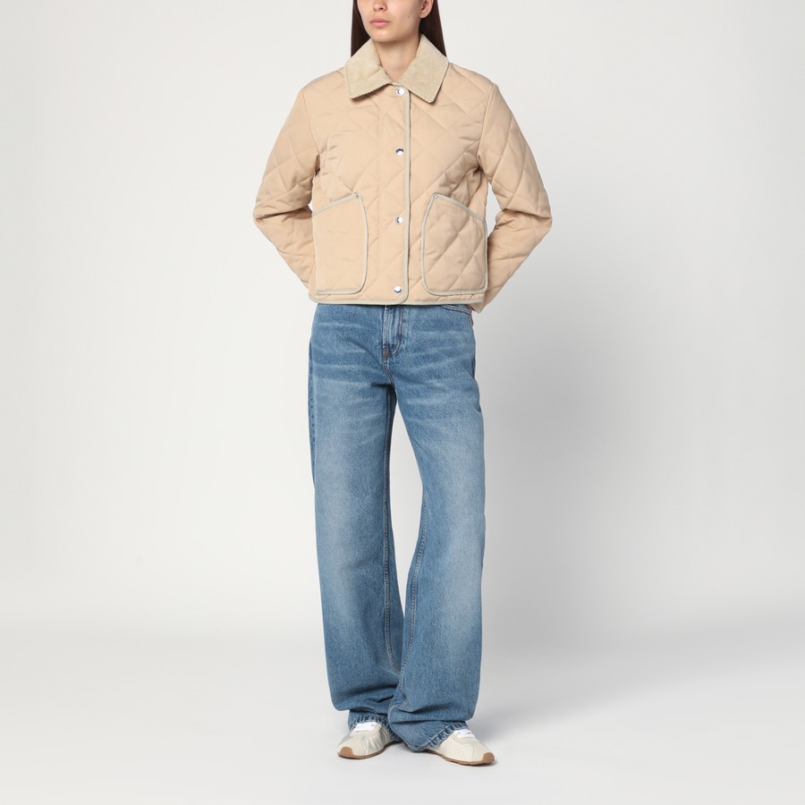 Burberry Cropped light beige quilted nylon jacket | TheDoubleF