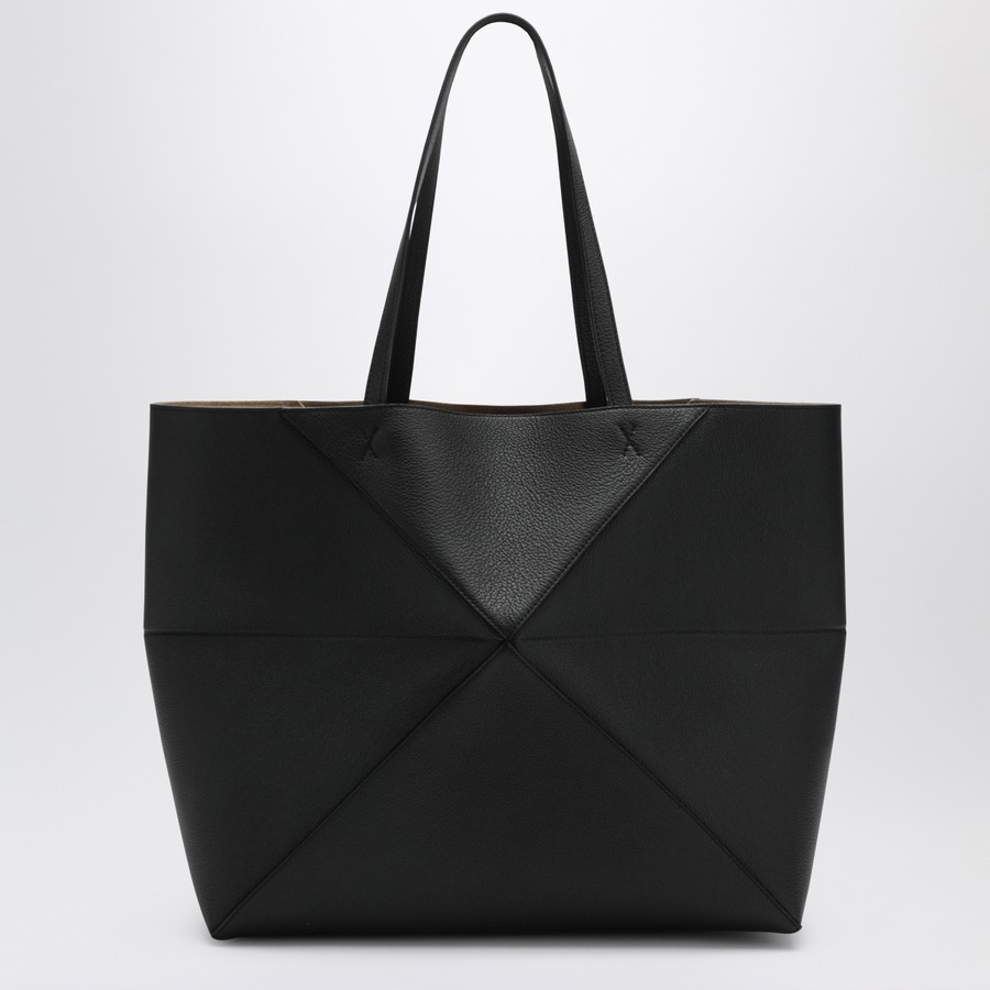 Loewe Large Puzzle Fold Tote bag in black grenade leather | TheDoubleF