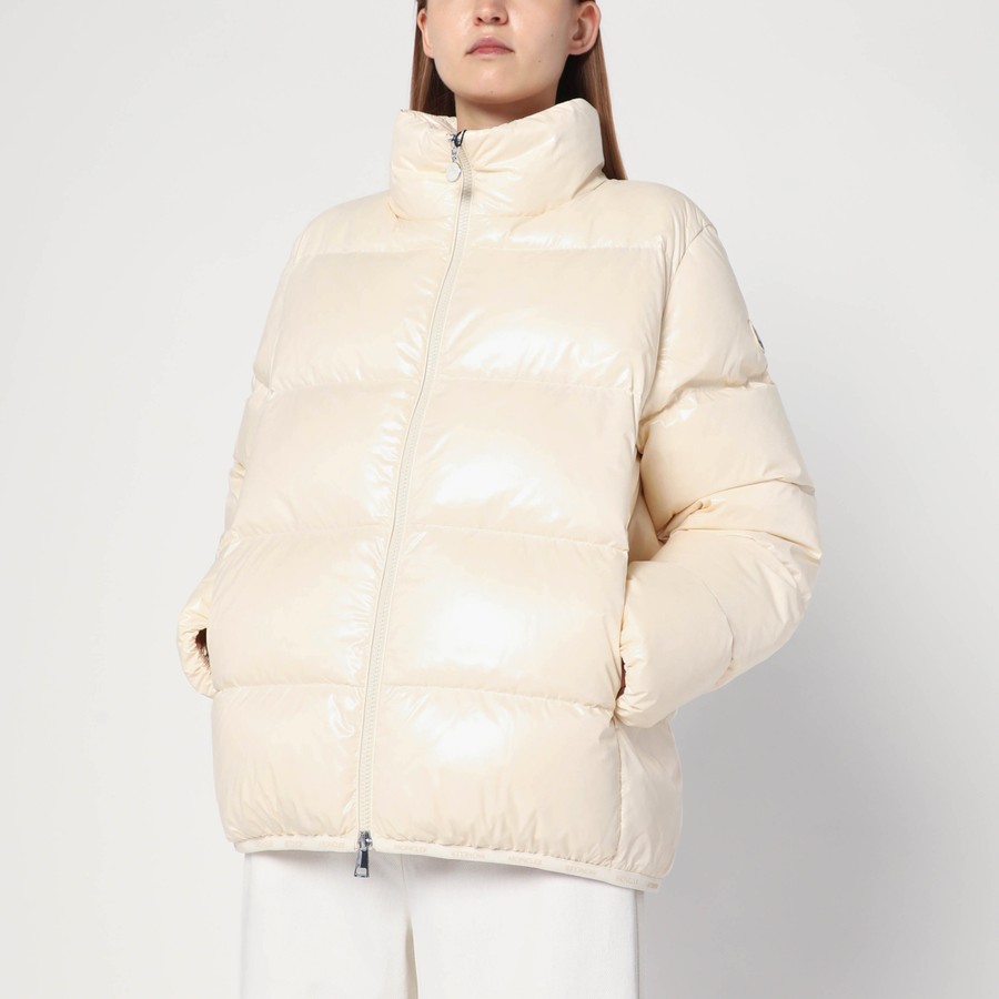 ジャケット Moncler White Abbadia puffer jacket in lacquered nylon Moncler White Abbadia puffer jacket in lacquered nylon