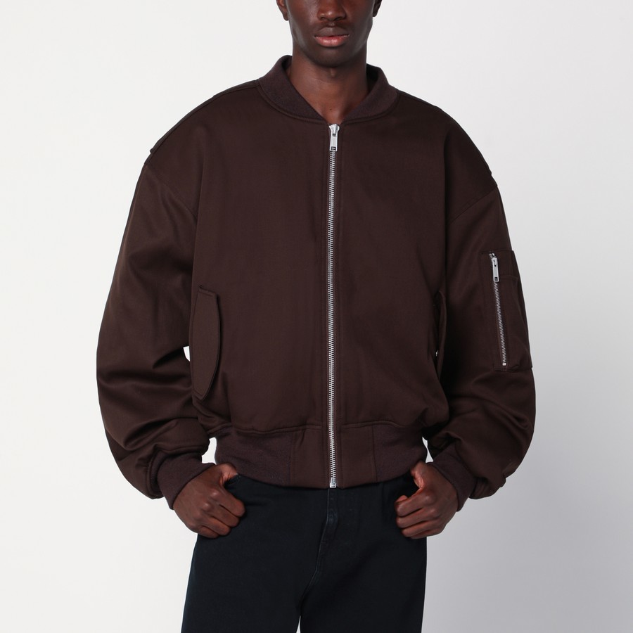 Entire Studios Dark brown zip-up bomber jacket in wool TheDoubleF