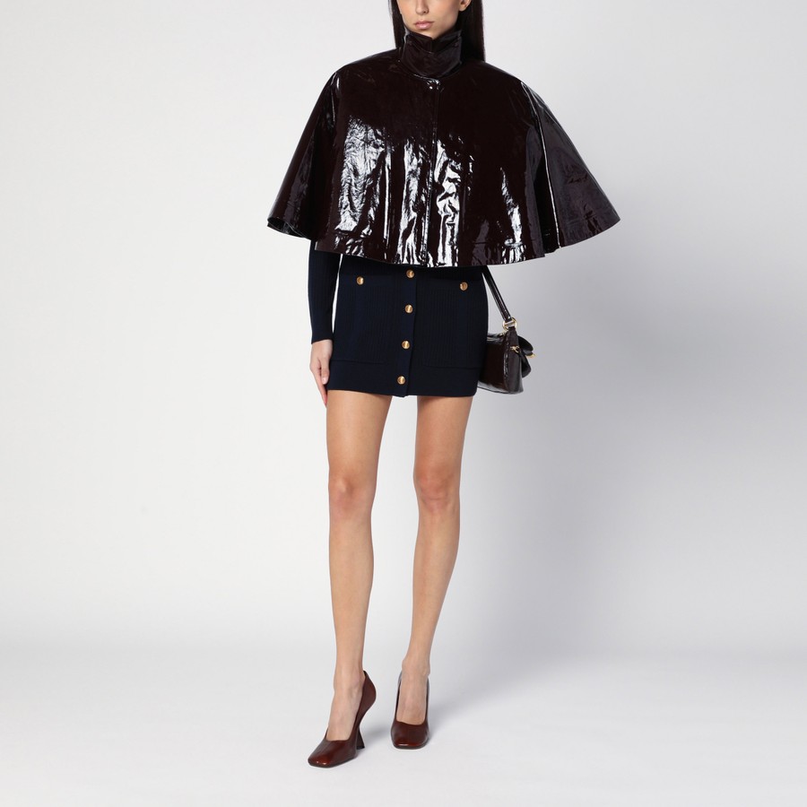 ポンチョ・ケープ Chloe Short Brown Shiny Cotton Cape Chloé Short brown shiny cotton cape | TheDoubleF