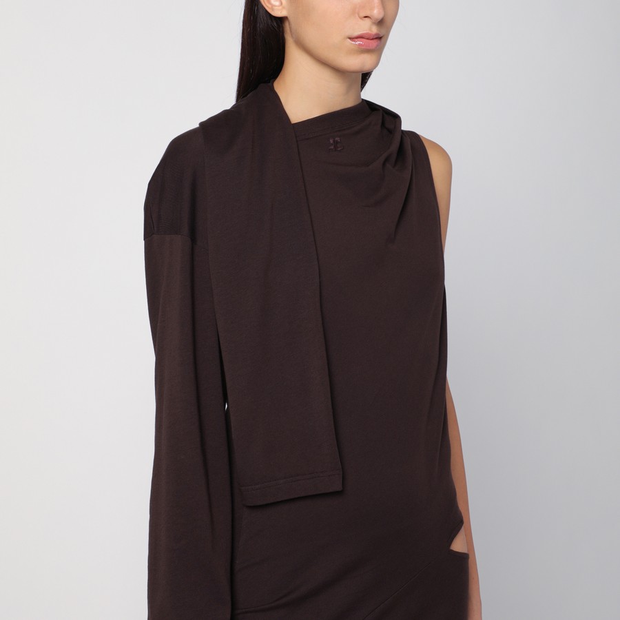 ワンピースその他 Courreges Brown one-shoulder dress with cut-out Courrèges mini-check one-shoulder Dress | Brown | FARFETCH