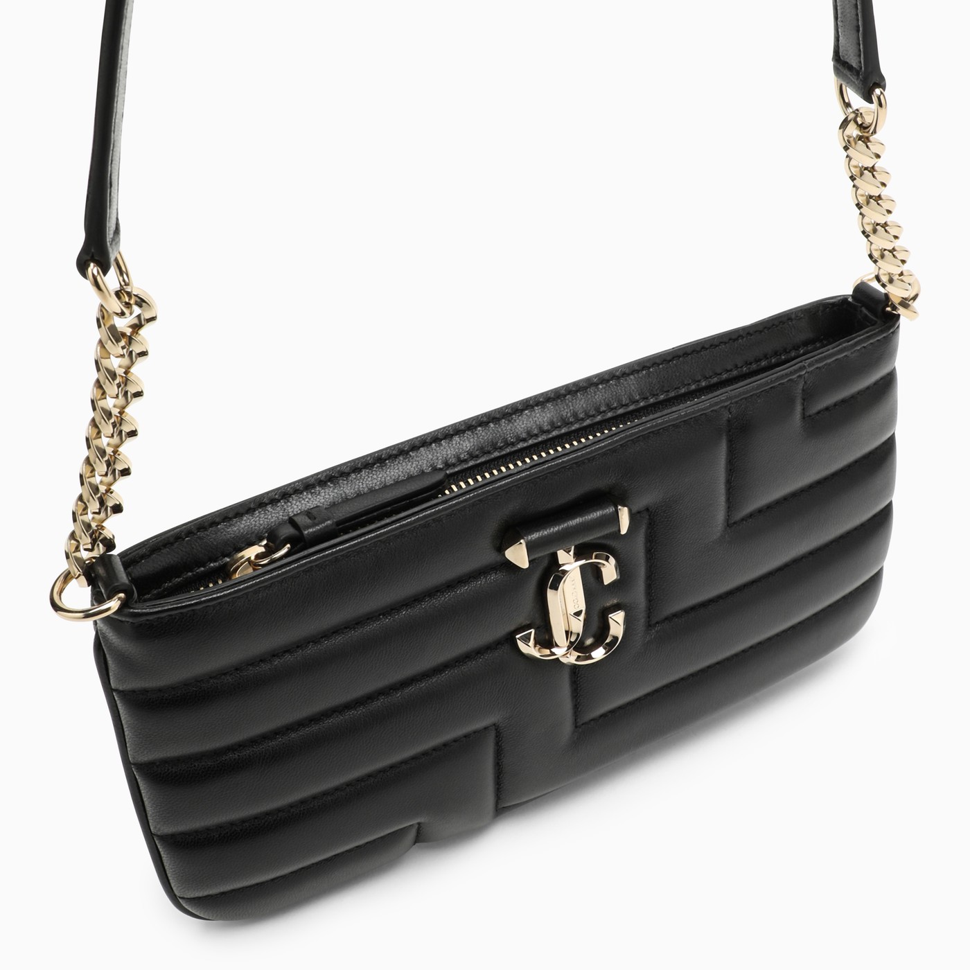 Jimmy Choo Avenue black leather envelope TheDoubleF