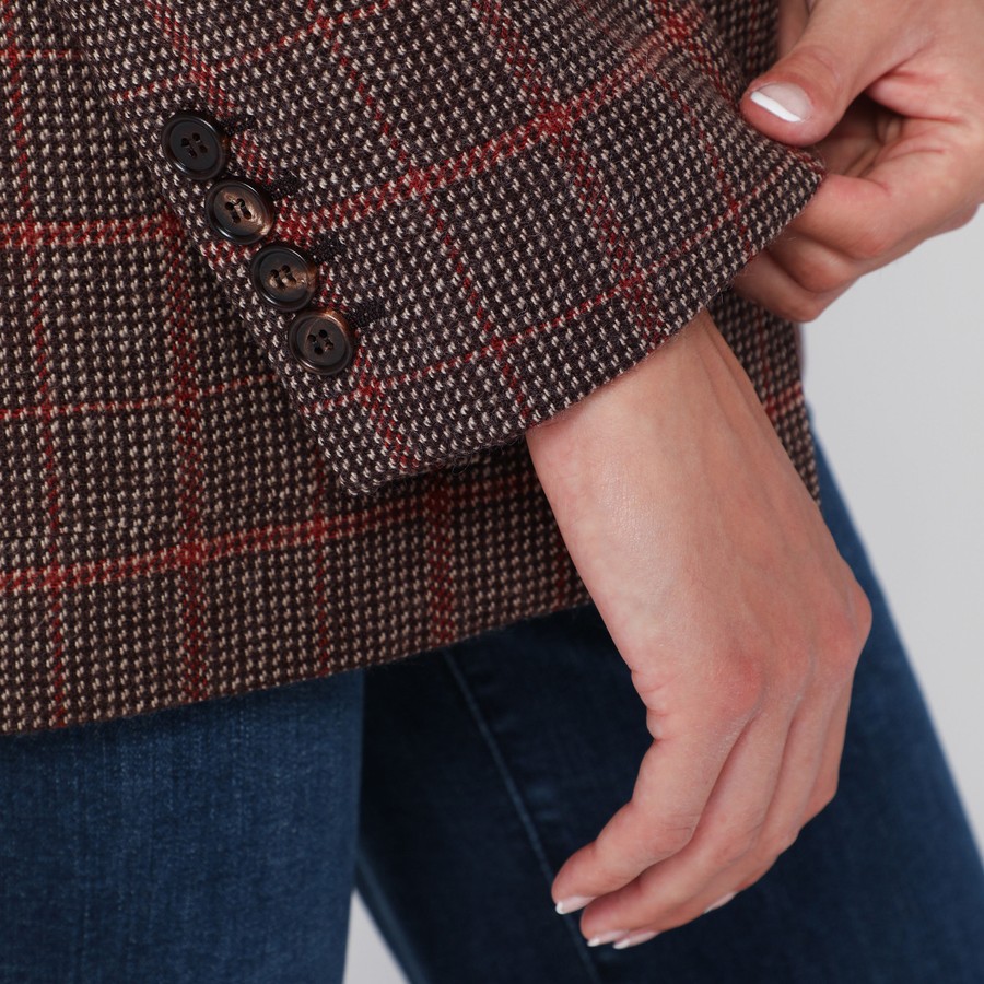 【関税&送料込】Chloe Single-Breasted Checked Brown Wool Jac Chloé Single-breasted checked brown wool jacket | TheDoubleF