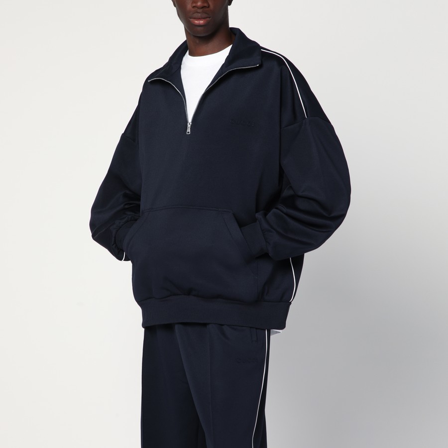 スウェット・トレーナー GUCCI NAVY BLUE SWEATSHIRT IN TECHNICAL JERSEY GUCCI Navy blue sweatshirt in technical jersey | TheDoubleF