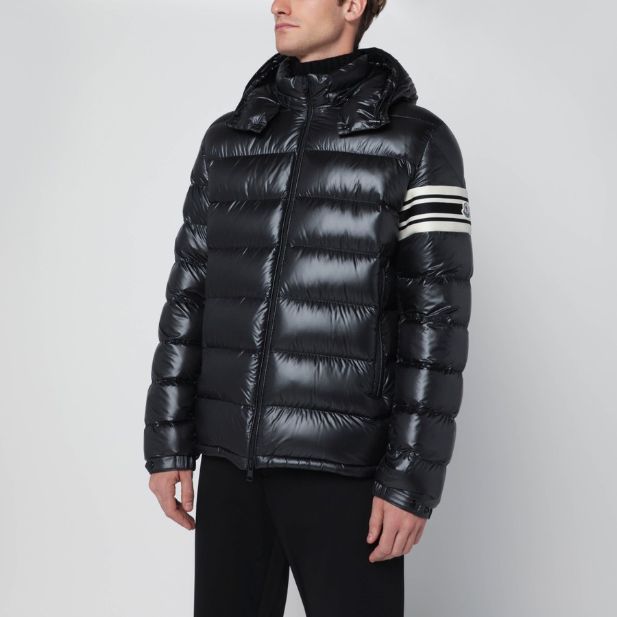 Moncler Black nylon laqué zip down jacket | TheDoubleF
