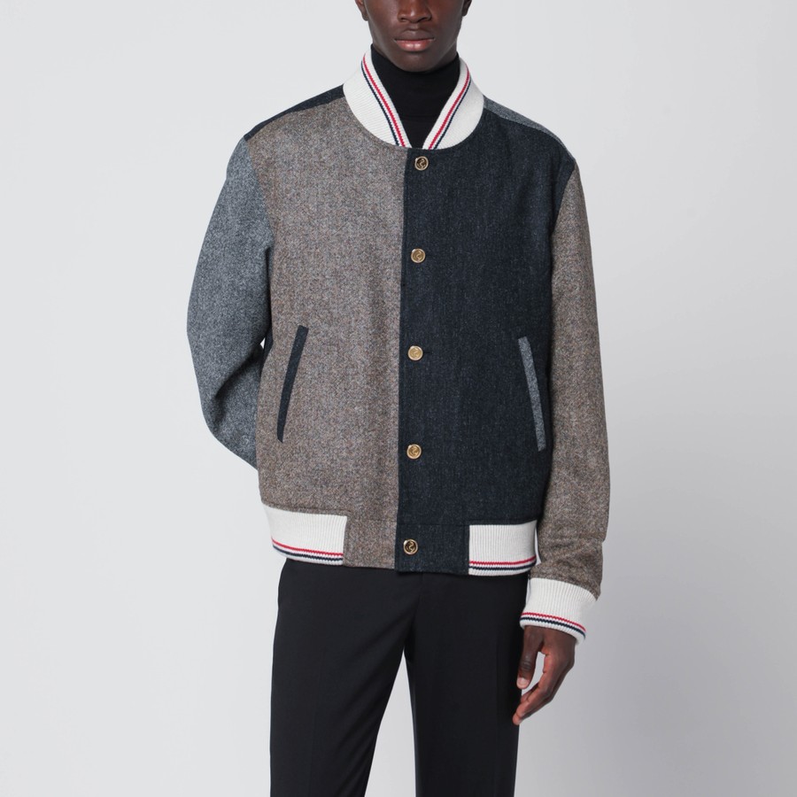 Thom Browne Colour-block wool bomber jacket | TheDoubleF
