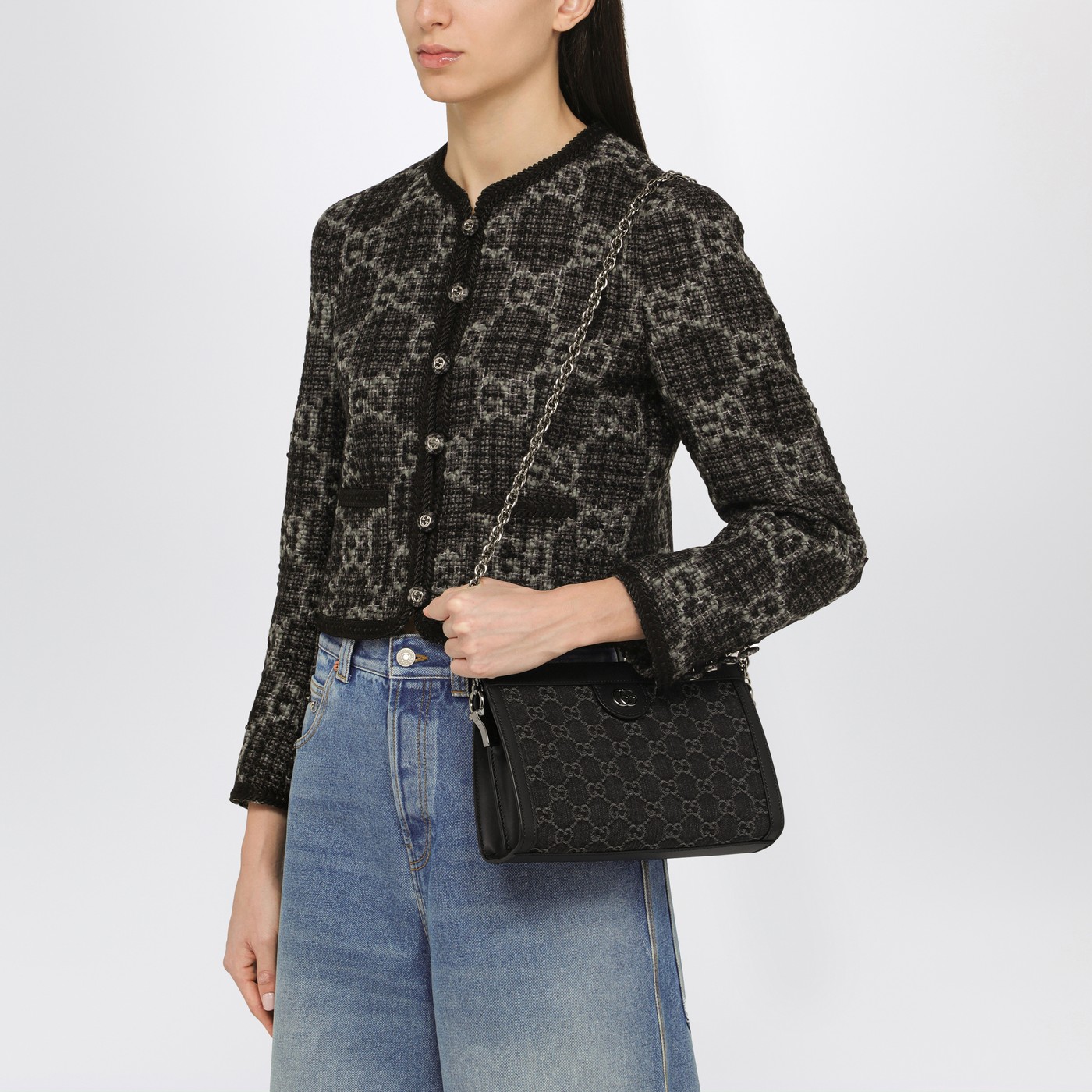 GUCCI Ophidia small shoulder bag black/grey TheDoubleF