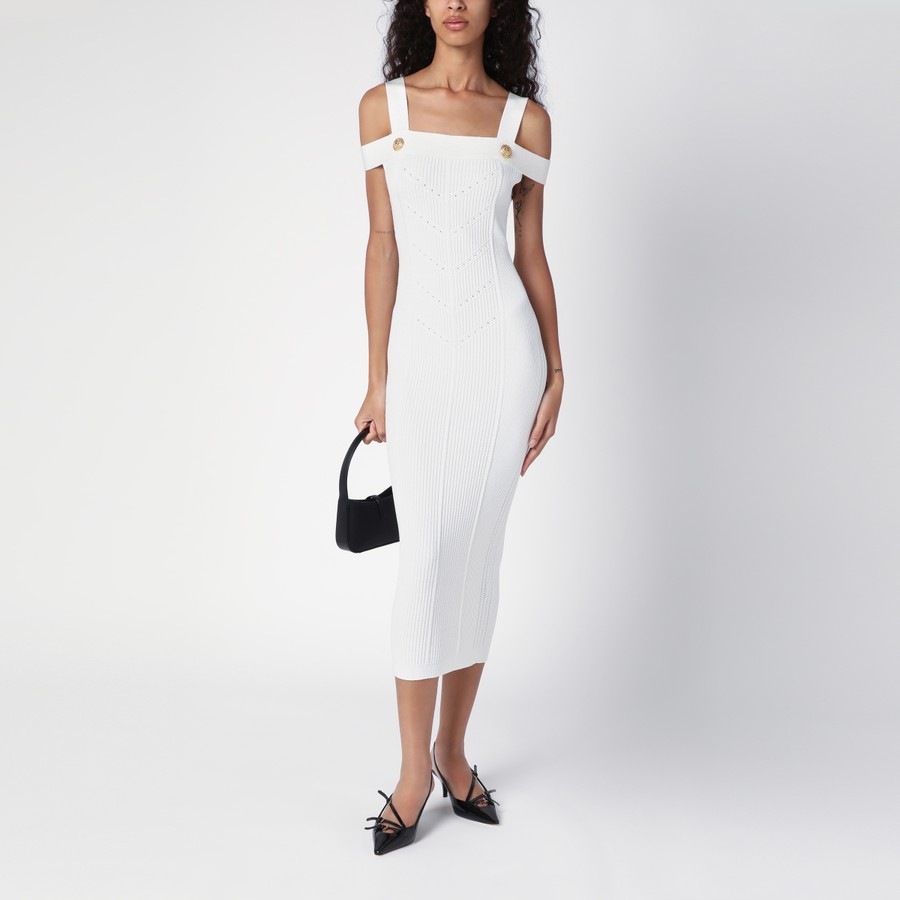 【関税＆送料込み】Balmain Contrast Knit Dress Balmain Contrast-Trim Knit Mini Dress - Bergdorf Goodman