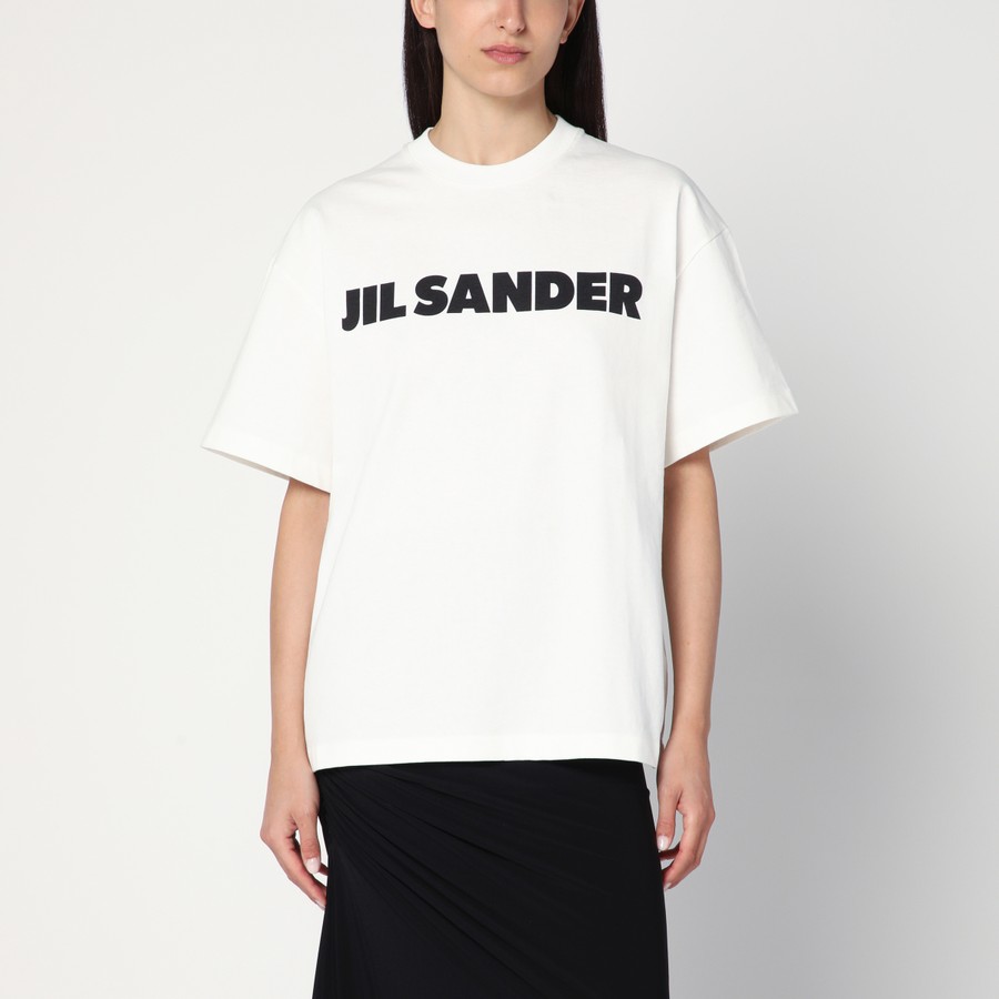 Tシャツ・カットソー 25AW Jil Sander White Wide T-Shirt With Logo Women's Jil Sander White wide t-shirt with logo | TheDoubleF