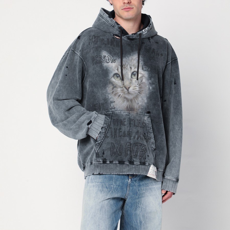 メゾンミハラヤスヒロCat Print Distressed Hoodie