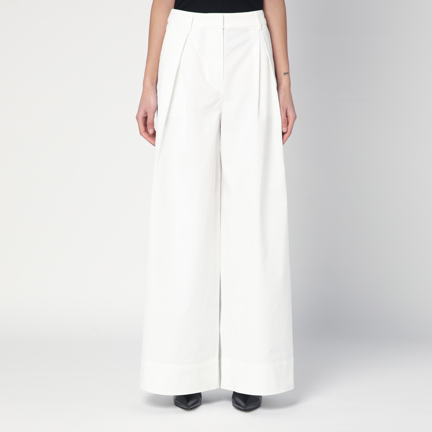 Pantalon Palazzo Femme En Coton Blanc Imprimé Couronne | Taille 28-45 | Coupe Large Et Confortable | Fait Main En Inde