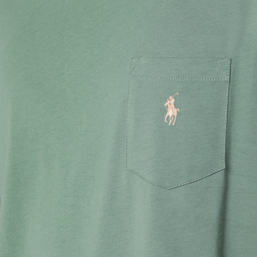 Tシャツ・カットソー POLO RALPH LAUREN Men T Shirts 710704248270CO FA GREEN Polo Ralph Lauren Green cotton T-shirt Classic-Fit | TheDoubleF
