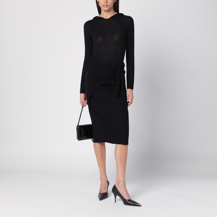 スカート COURREGES BLACK MIDI SKIRT WITH DRAPING Courrèges Black midi skirt with draping | TheDoubleF