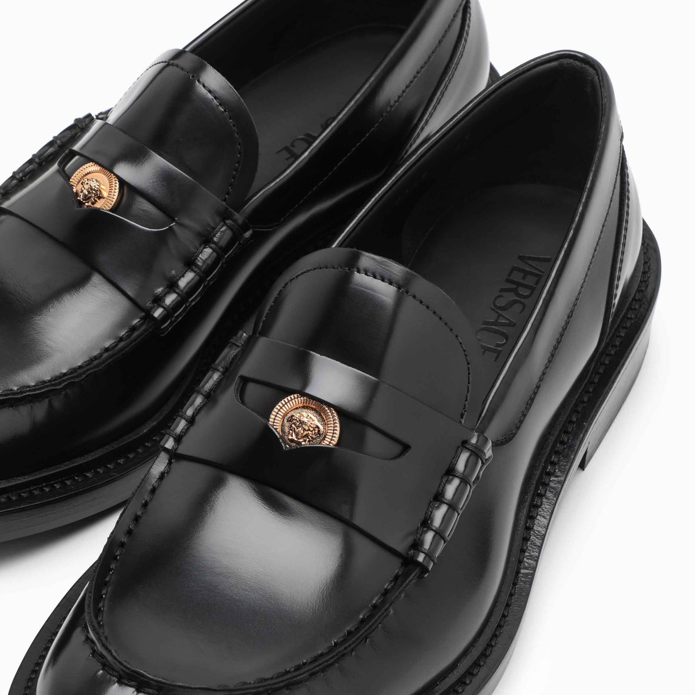 Versace Black leather Medusa loafers TheDoubleF
