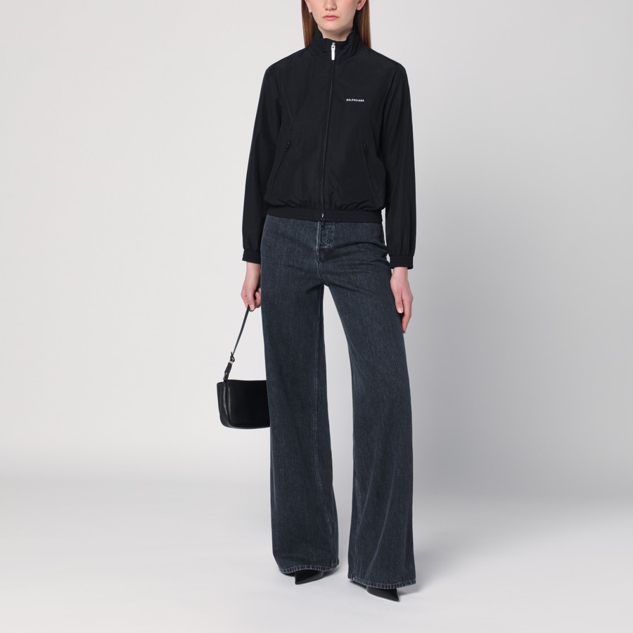 Balenciaga Black bomber jacket with zip and logo | TheDoubleF