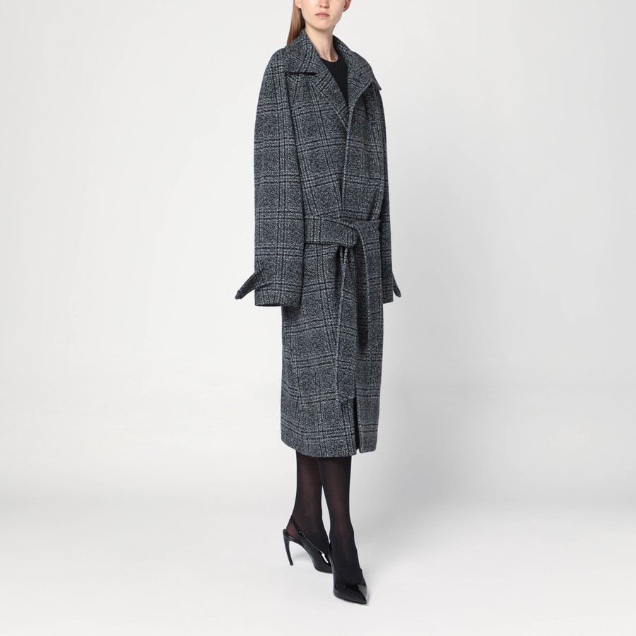 コート BALENCIAGA FW25 'One Layer' coat (838934TSU20 1269) Balenciaga Raglan One Layer coat in black/grey check