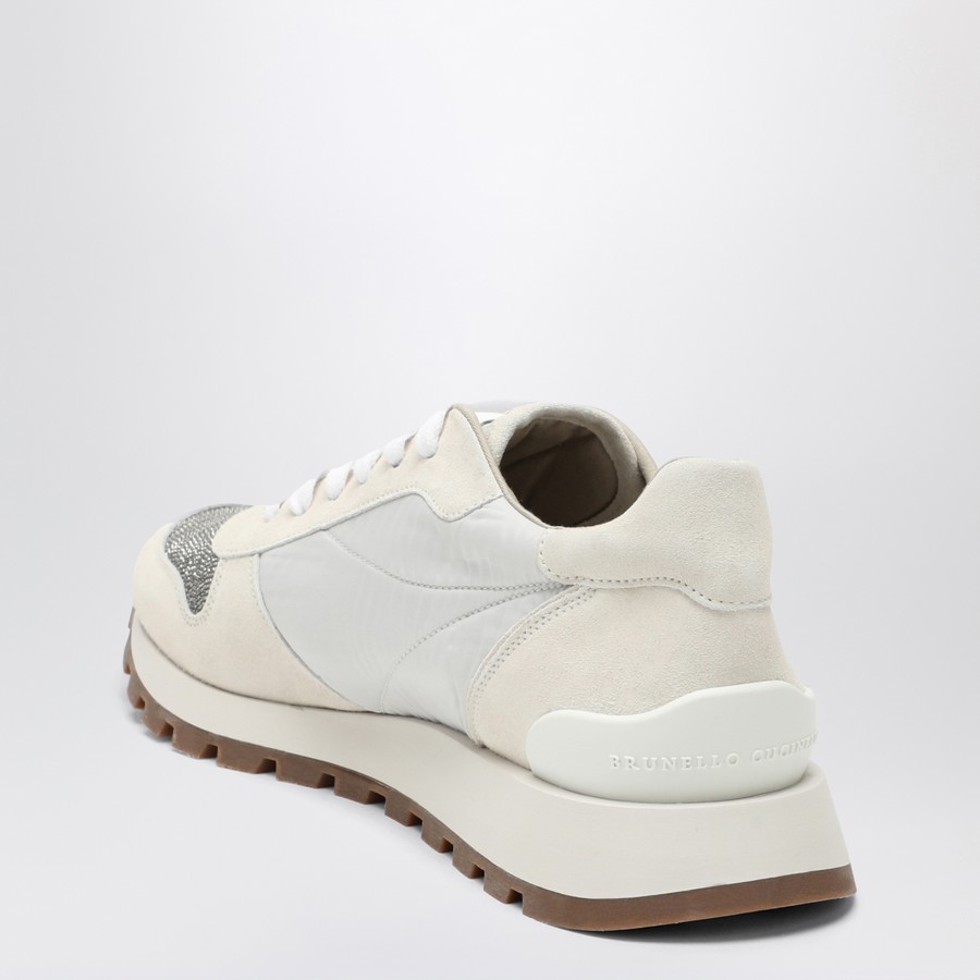Brunello Cucinelli White nylon and suede trainer | TheDoubleF