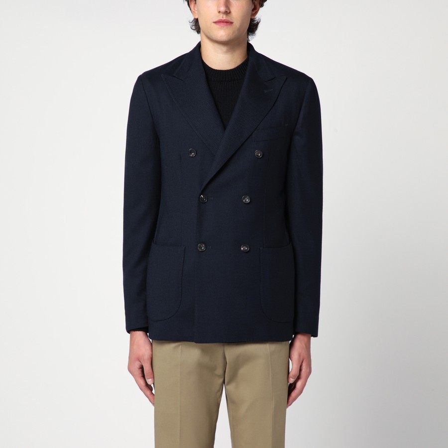 Santaniello Giacca doppiopetto blu a quadretti TheDoubleF