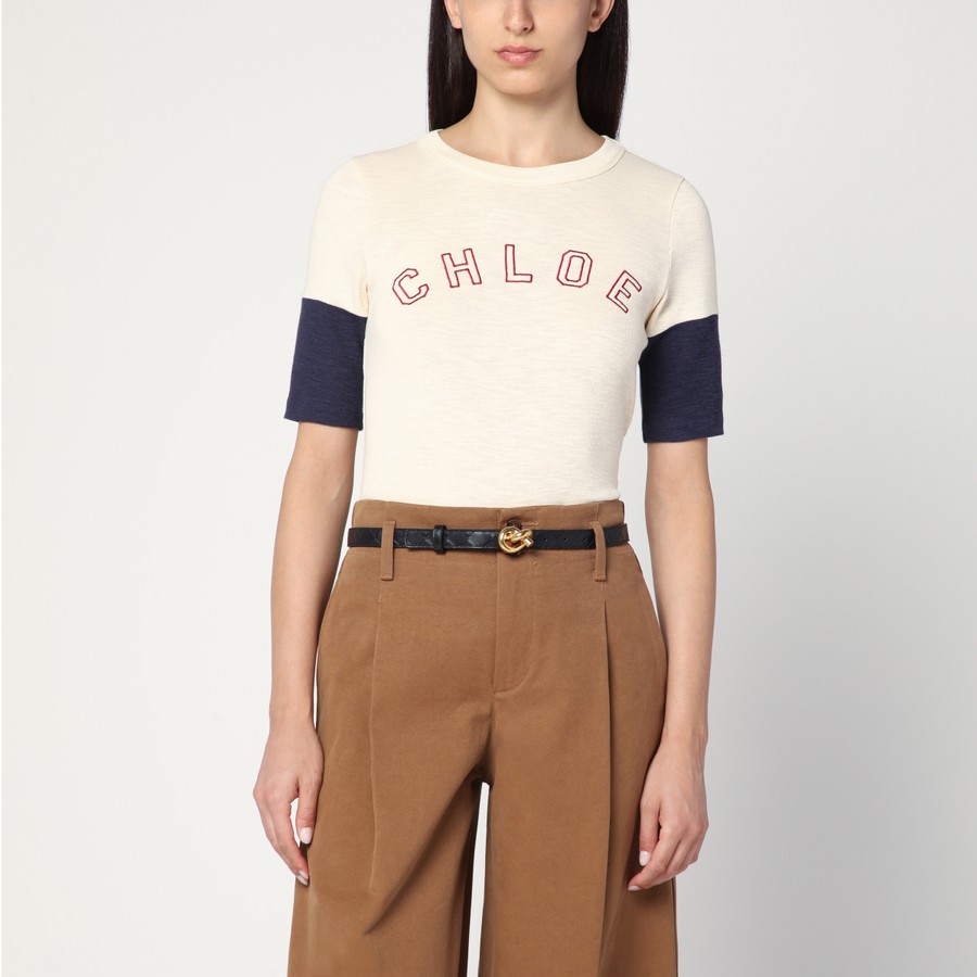 Chloé Wool and cotton T-shirt with logo | TheDoubleF