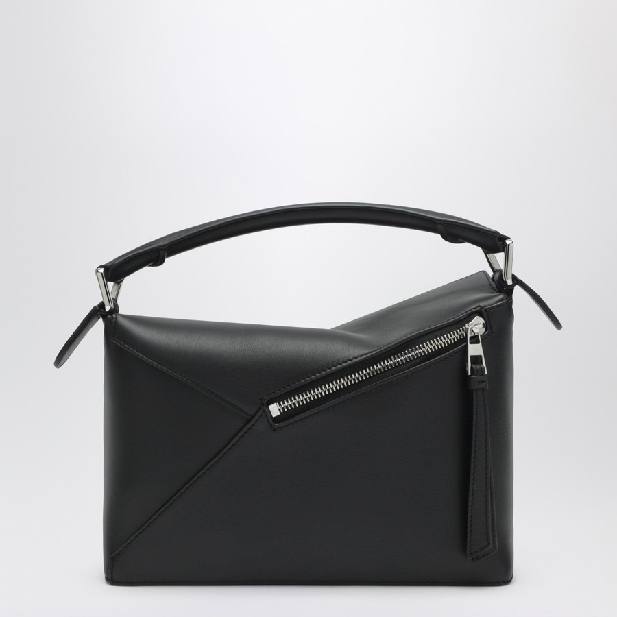 LOEWE ブラックレザーショルダーバッグ LOEWE Black Mini Leather Puzzle Edge Top-Handle Bag | Harrods US