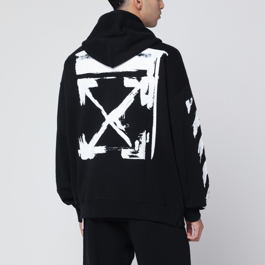 Off-White™ Black zip-up hoodie with logo print TheDoubleF