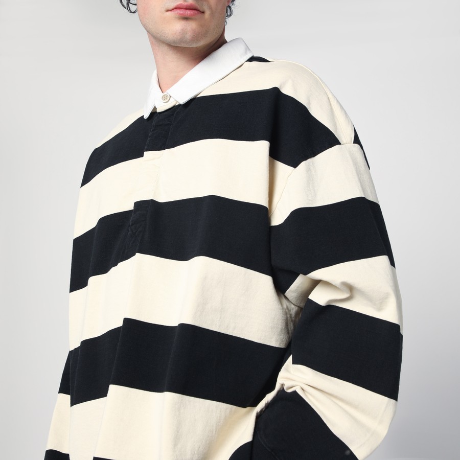 Tシャツ・カットソー ALEXANDER MCQUEEN Men Polo Shirts 809764QXABW 1080 Black Alexander McQueen Striped Polo Shirt Black/Ivory | TheDoubleF