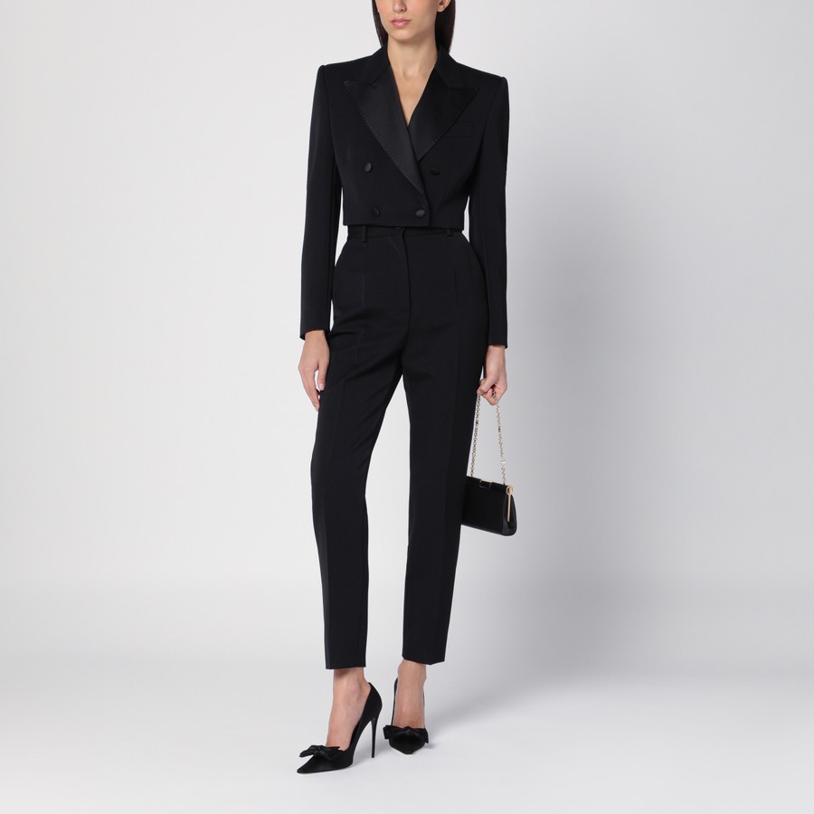 Dolce&Gabbana Black wool gabardine tuxedo trousers | TheDoubleF